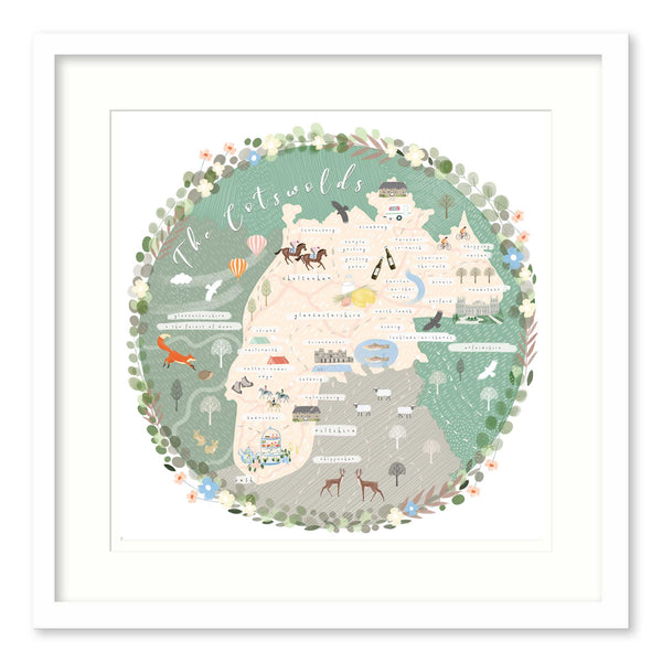 Framed Print-WF817F - The Cotswolds Map-Whistlefish