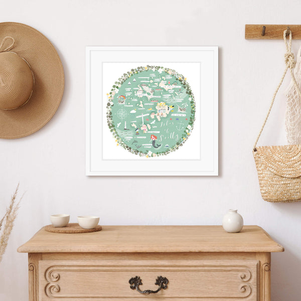 Framed Print-WF818F - Isles of Scilly Map-Whistlefish