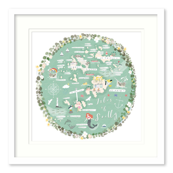 Framed Print-WF818F - Isles of Scilly Map-Whistlefish
