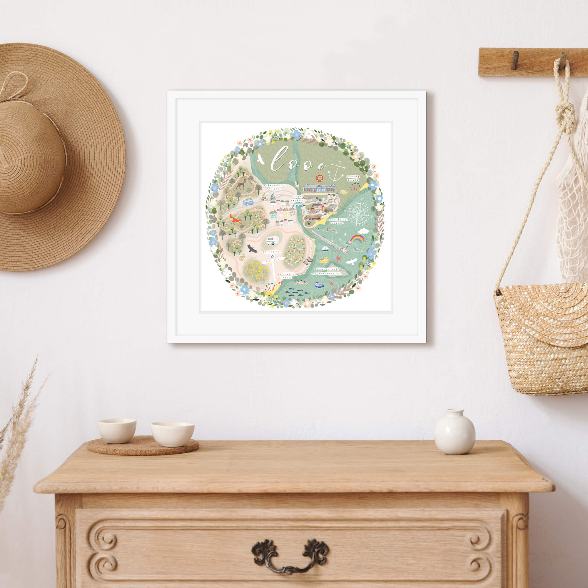 Framed Print-WF820F - Looe Map Medium-Whistlefish