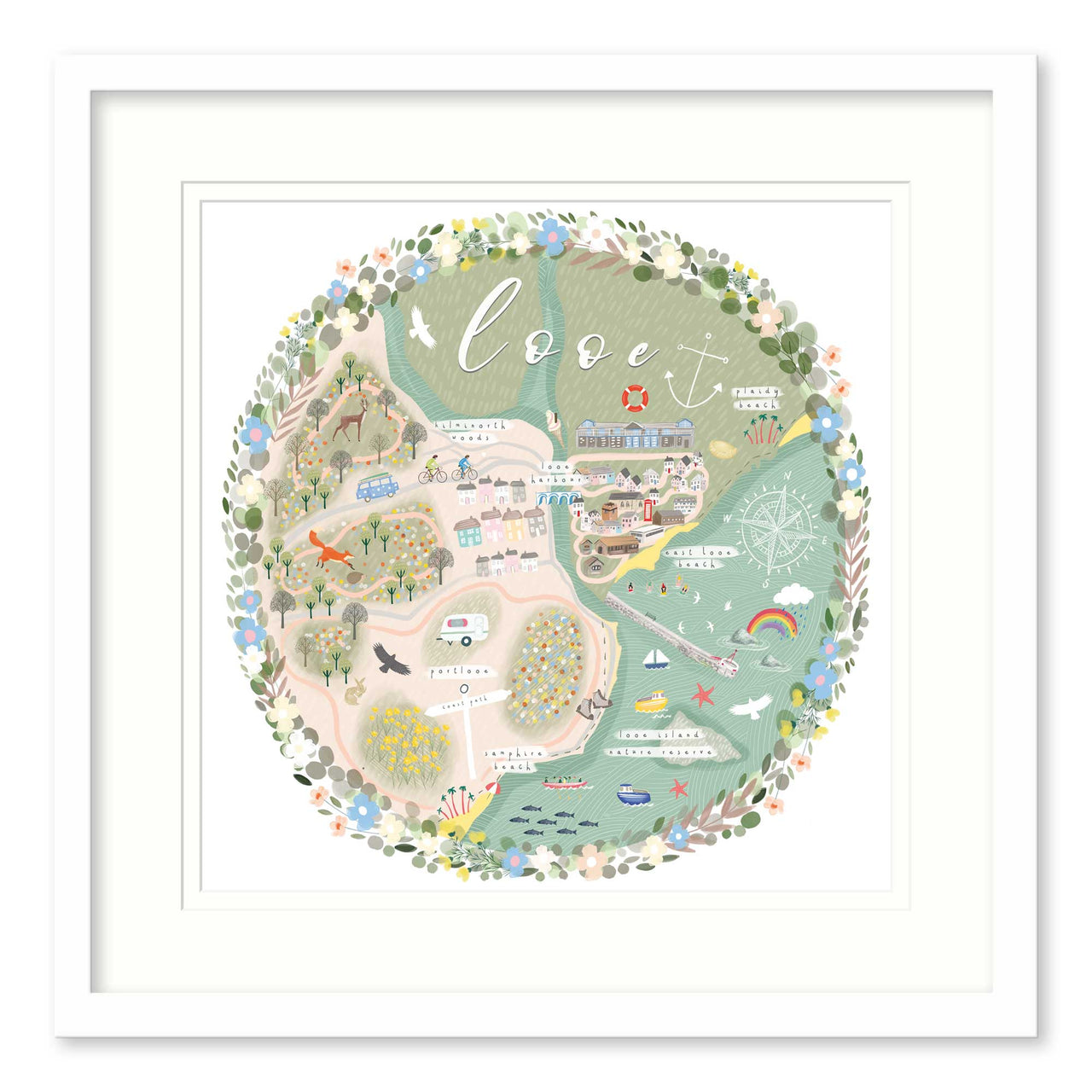 Framed Print-WF820F - Looe Map Medium-Whistlefish