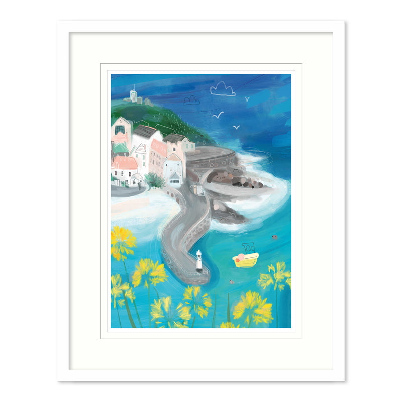 Framed Print-WF830F - St Ives Harbour Framed Print-Whistlefish