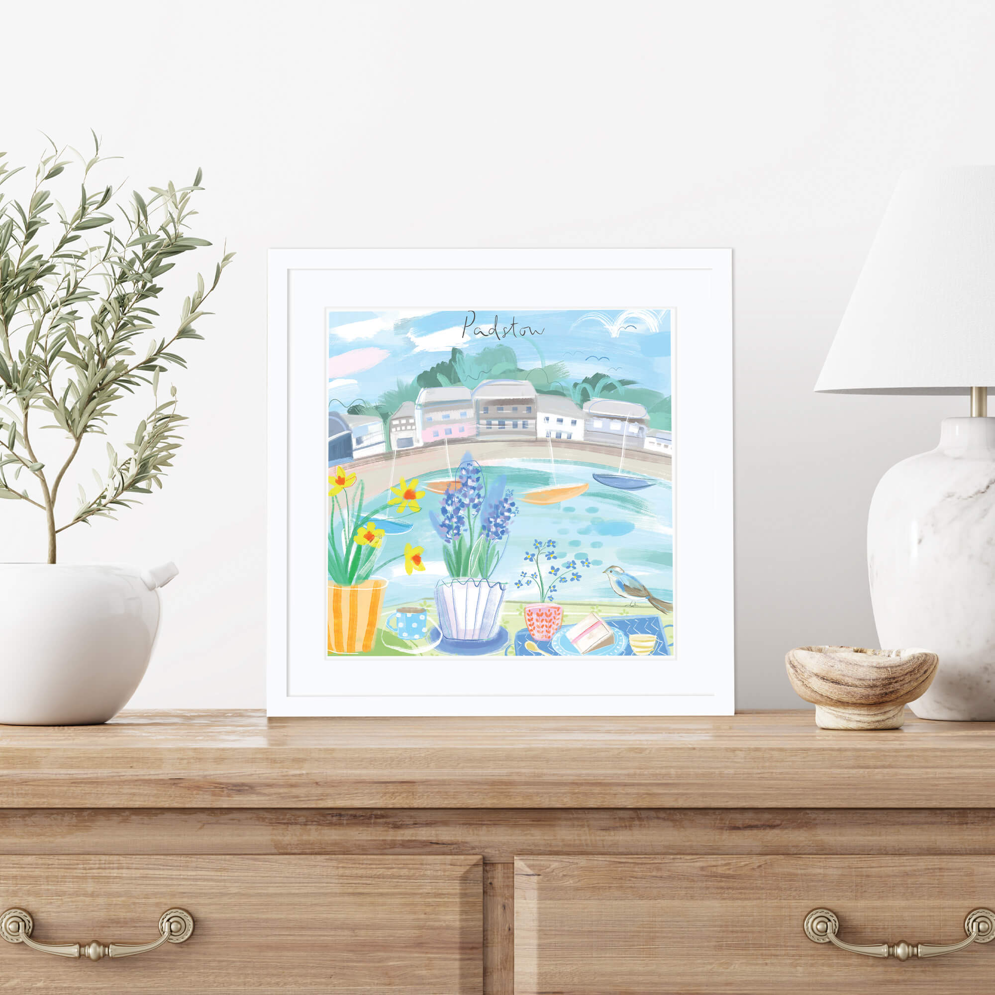 Framed Print-WF865F - Padstow Window View Small Framed Print-Whistlefish
