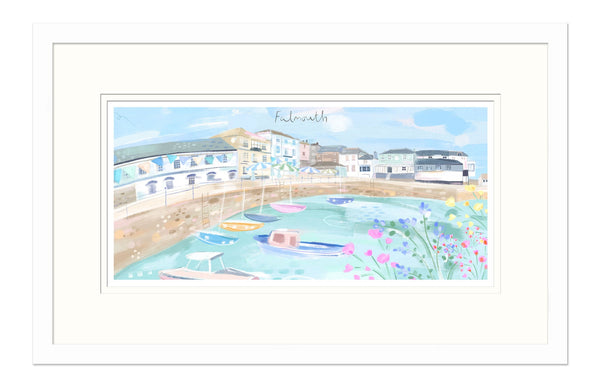 Framed Print - WF891F - Falmouth Small Framed Print - Falmouth Pastel Landscape Small Long Print - Whistlefish