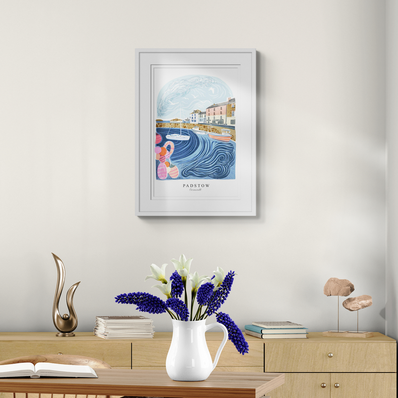 Framed Print - WF932WHF - Padstow Arched Lino Framed Print - Padstow Arched Lino Framed Print - Whistlefish