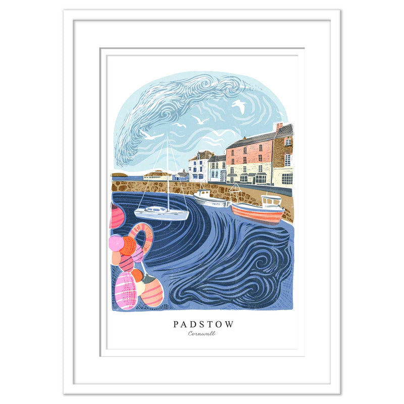 Framed Print - WF932WHF - Padstow Arched Lino Framed Print - Padstow Arched Lino Framed Print - Whistlefish