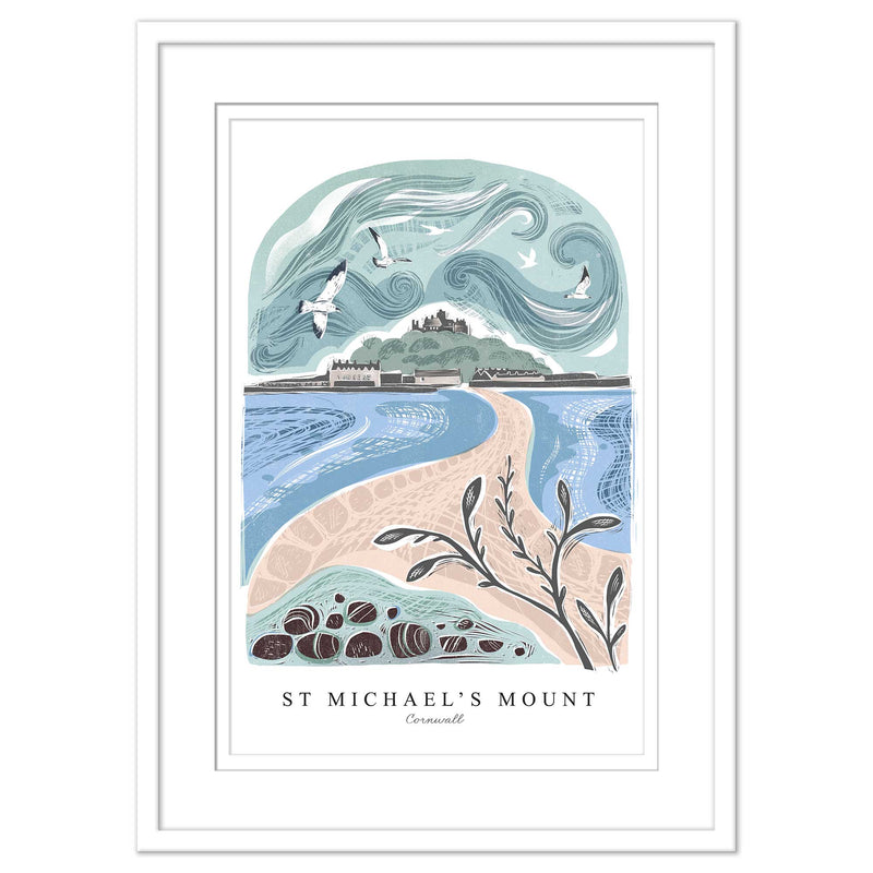 Framed Print - WF936WHF - St Michael's Mount Lino Framed Print - St Michael's Mount Lino Framed Print - Whistlefish