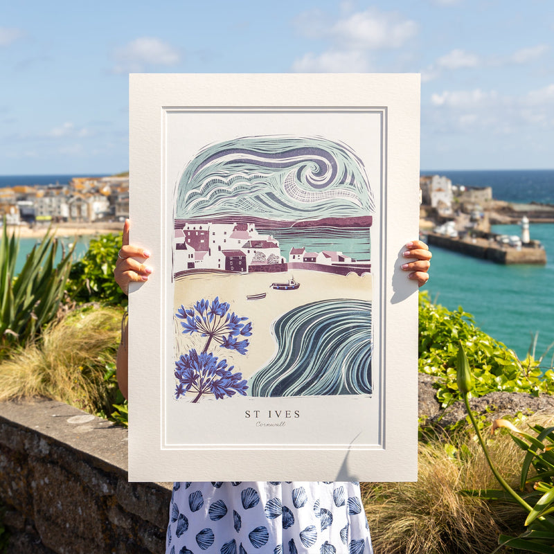 Framed Print - WF937WHF - St Ives Arched Lino Framed Print - St Ives Arched Lino Framed Print - Whistlefish