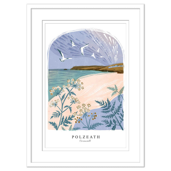 Framed Print - WF938WHF - Polzeath Arched Lino Framed Print - Polzeath Arched Lino Framed Print - Whistlefish