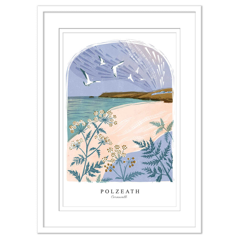 Framed Print - WF938WHF - Polzeath Arched Lino Framed Print - Polzeath Arched Lino Framed Print - Whistlefish