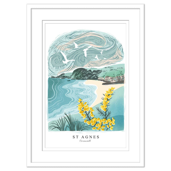 Framed Print - WF940WHF - St Agnes Arched Lino Framed Print - St Agnes Arched Lino Framed Print - Whistlefish