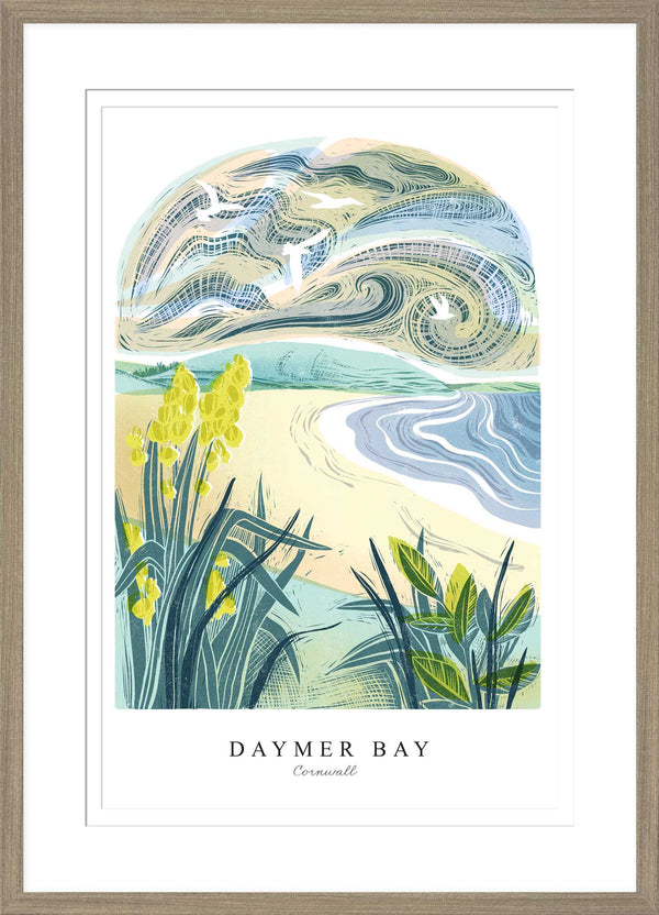 Framed Print - WF941F - Daymer Bay Arched Lino Framed Print - Daymer Bay Arched Lino Framed Print - Whistlefish
