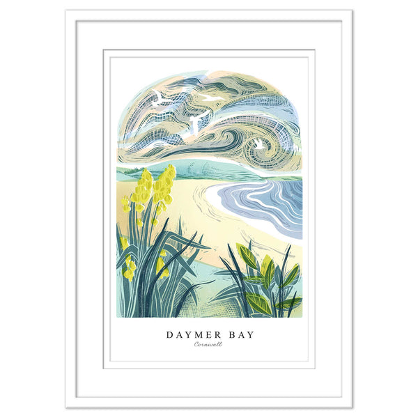 Framed Print - WF941WHF - Daymer Bay Arched Lino Framed Print - Daymer Bay Arched Lino Framed Print - Whistlefish