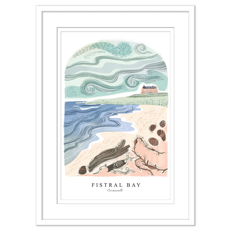 Framed Print - WF943WHF - Fistral Large Arched Lino Framed Print - Fistral Arched Lino Framed Print - Whistlefish