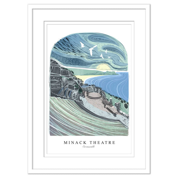 Framed Print - WF945WHF - Minack Theatre Arched Lino Framed Print - Minack Theatre Arched Lino Framed Print - Whistlefish