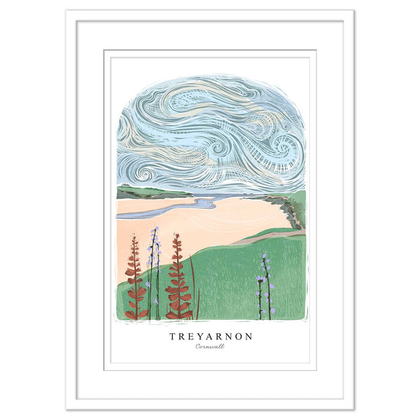 Framed Print - WF946WHF - Treyarnon Arched Lino Framed Print - Treyarnon Arched Lino Framed Print - Whistlefish