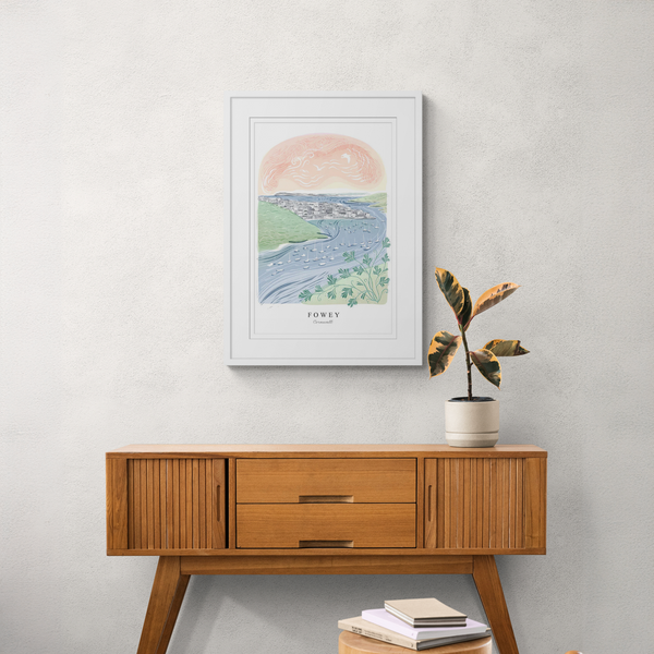 Framed Print - WF948WHF - Fowey Arched Lino Framed Print - Fowey Arched Lino Framed Print - Whistlefish