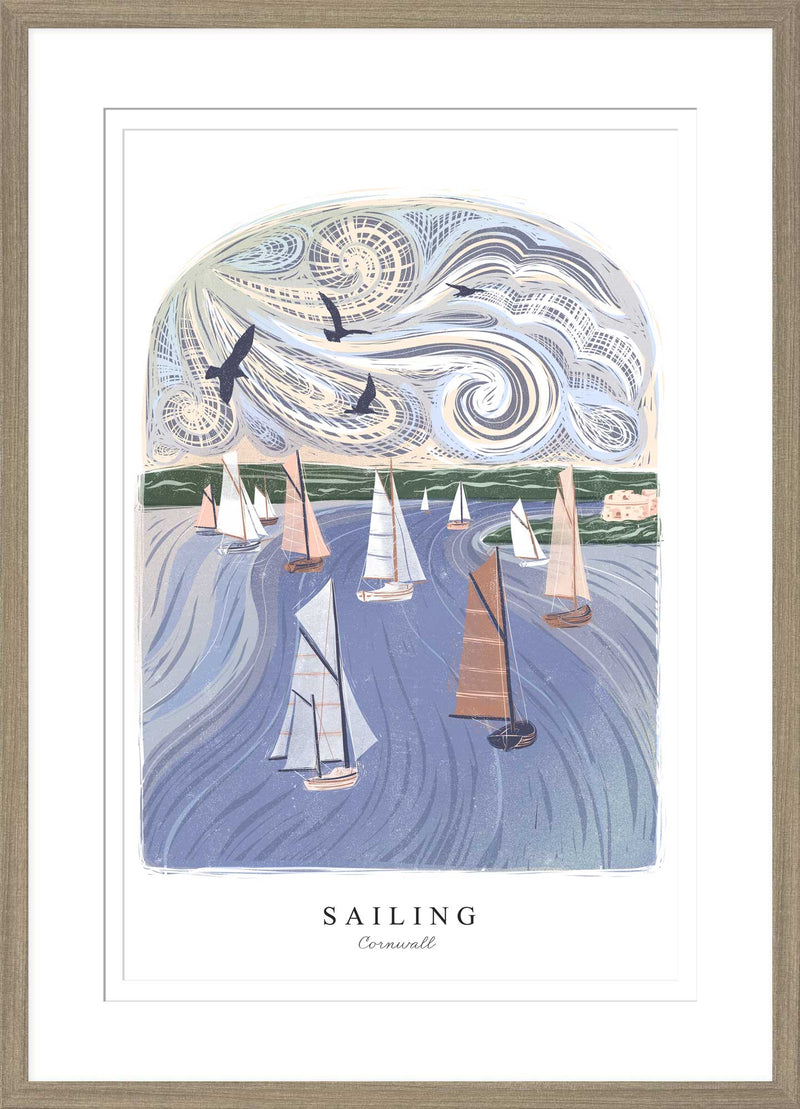 Framed Print - WF952F - Sailing Arched Lino Framed Print - Sailing Arched Lino Framed Print - Whistlefish