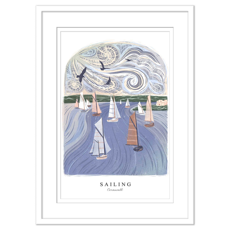 Framed Print - WF952WHF - Sailing Arched Lino Framed Print - Sailing Arched Lino Framed Print - Whistlefish