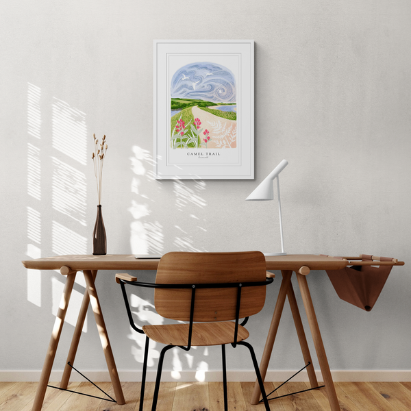 Framed Print - WF954WHF - Camel Trail Arched Lino Framed Print - Camel Train Arched Lino Framed Print - Whistlefish