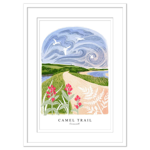 Framed Print - WF954WHF - Camel Trail Arched Lino Framed Print - Camel Train Arched Lino Framed Print - Whistlefish