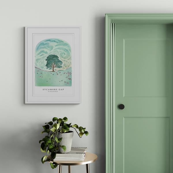 Framed Print - WF955WHF - Sycamore Gap Arched Lino Framed Print - Sycamore Gap Arched Lino Framed Print - Whistlefish