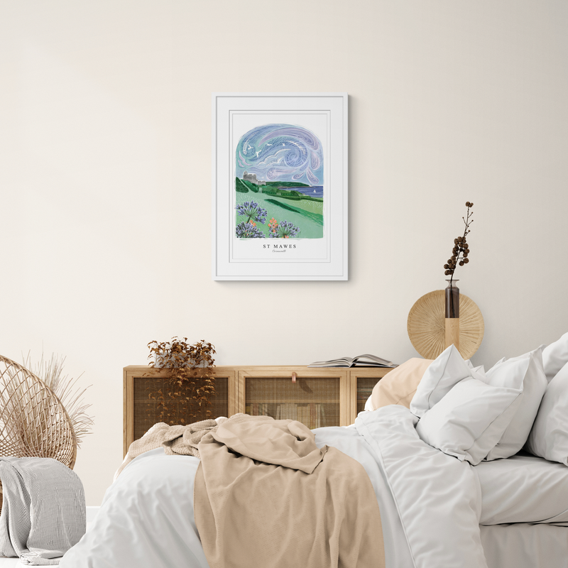 Framed Print - WF960WHF - St Mawes Arched Lino Framed Print - St Mawes Arched Lino Large Framed Print - Whistlefish