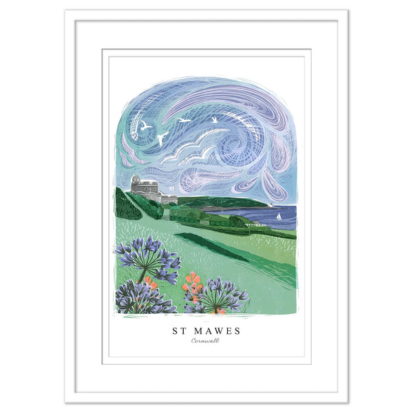 Framed Print - WF960WHF - St Mawes Arched Lino Framed Print - St Mawes Arched Lino Large Framed Print - Whistlefish