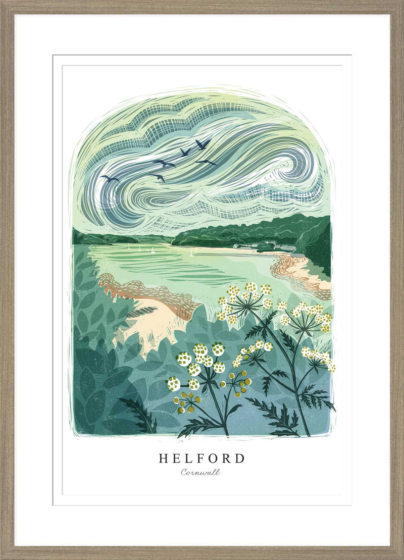 Framed Print - WF961F - Helford Arched Lino Framed Print - Helford Arched Lino Framed Print - Whistlefish