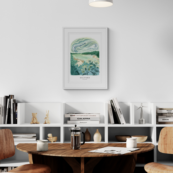 Framed Print - WF961WHF - Helford Arched Lino Framed Print - Helford Arched Lino Framed Print - Whistlefish