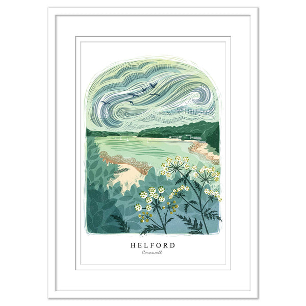 Framed Print - WF961WHF - Helford Arched Lino Framed Print - Helford Arched Lino Framed Print - Whistlefish