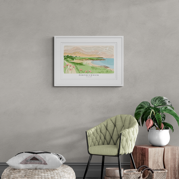 Framed Print - WF964WHF - Porthcurnick Large Lino Framed Print - Porthcurnick Large Lino Framed Print - Whistlefish