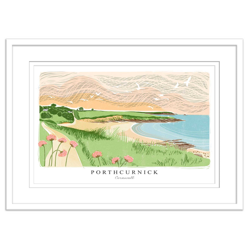 Framed Print - WF964WHF - Porthcurnick Large Lino Framed Print - Porthcurnick Large Lino Framed Print - Whistlefish