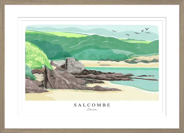 Framed Print - WF970F - Salcombe Arched Lino Framed Print - Salcombe Arched Lino Framed Print - Whistlefish