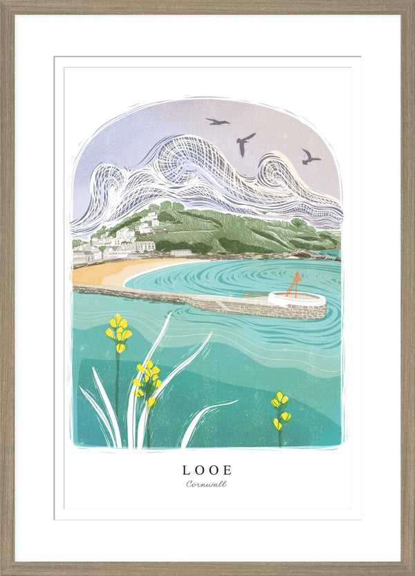 Framed Print - WF976F - Looe Arched Lino Framed Print - Looe Arched Lino Framed Print - Whistlefish