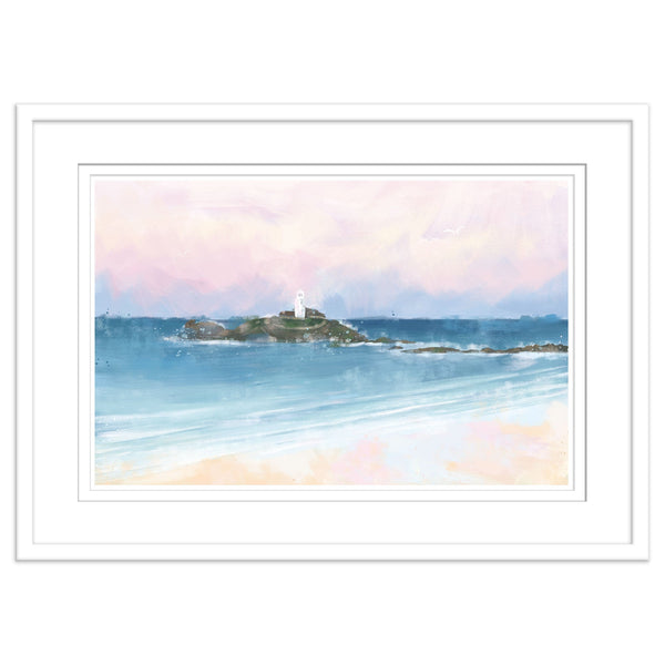 Framed Print - WF985F - Godrevy Lighthouse Framed Print - Godrevy Lighthouse Framed Print - Whistlefish