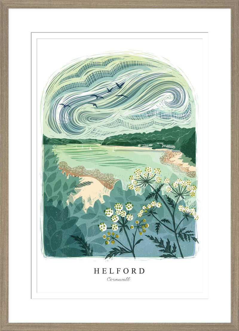 Framed Print - WF993F - Helford Arched Lino Small Framed Print - Helford Arched Lino Small Framed Print - Whistlefish