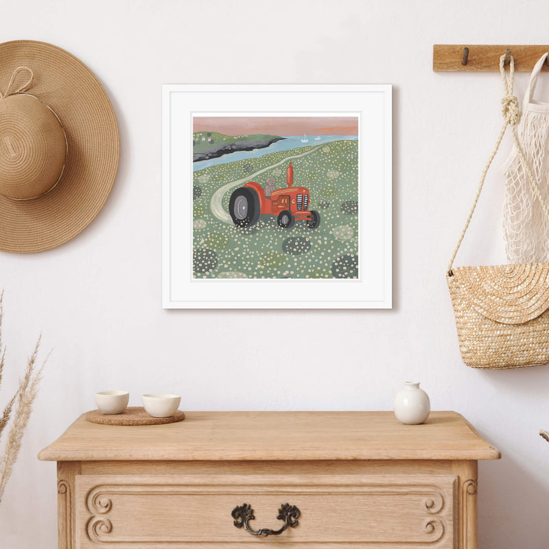 Framed Print-WT109F - Red Tractor Med Framed Print-Whistlefish