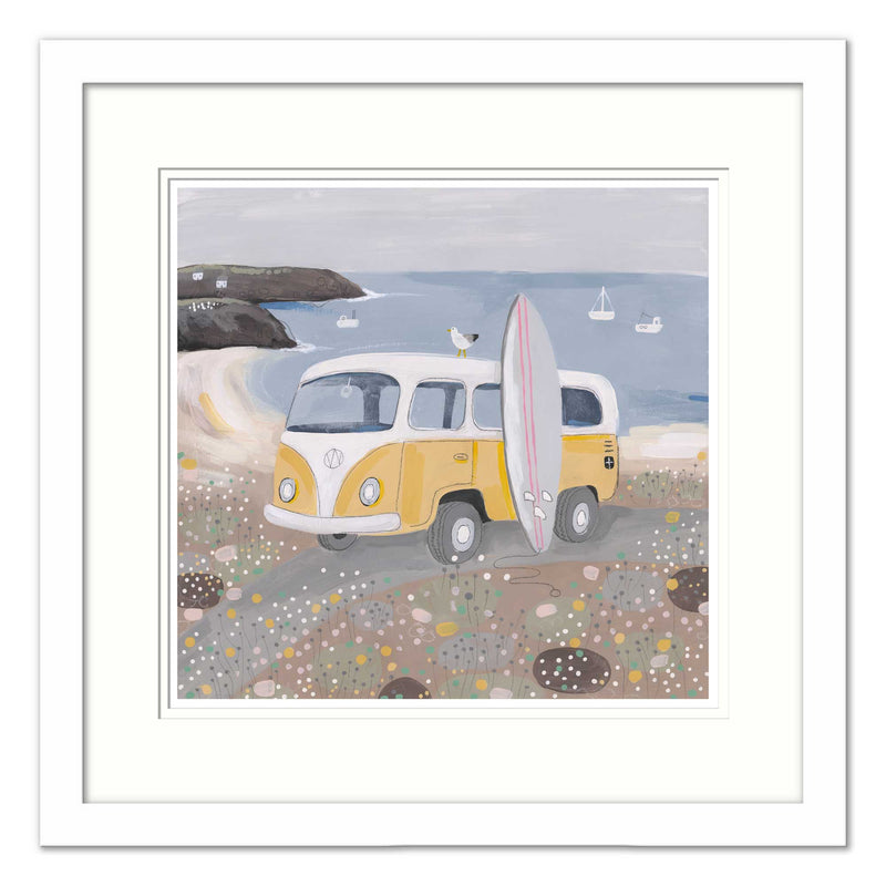 Framed Print-WT112F - Yellow Camper Med Framed Print-Whistlefish