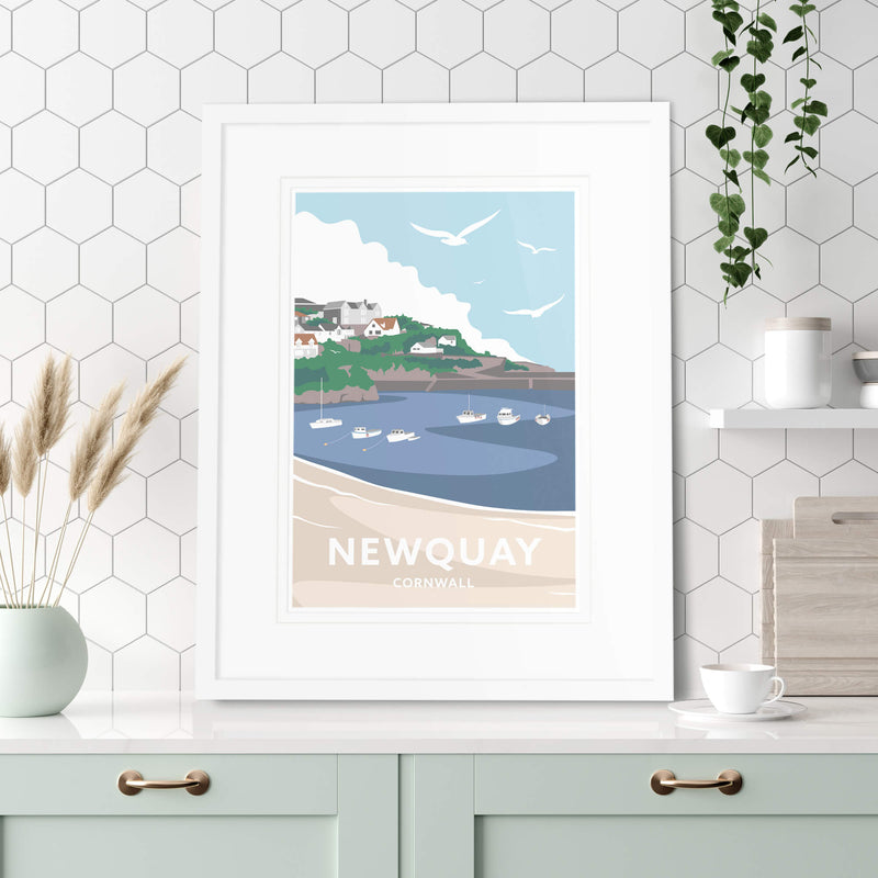 Framed Print-WT29F - Newquay Harbour Small Framed Print-Whistlefish