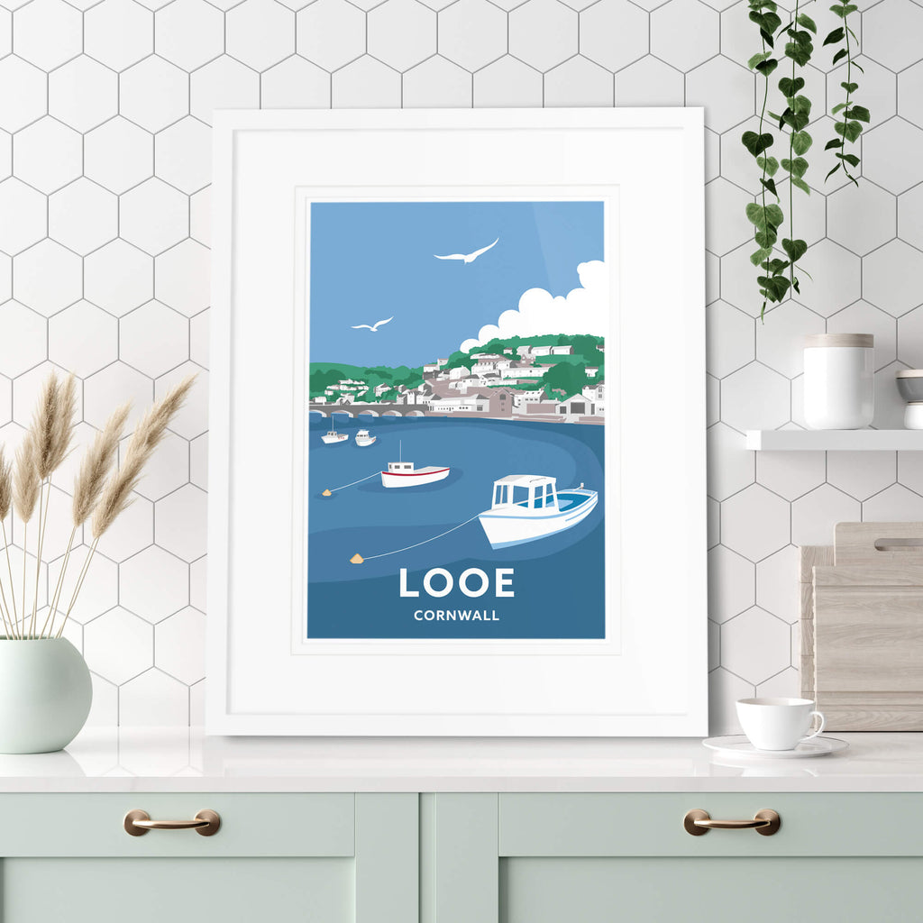 Framed Print-WT30F - Looe Cornwall Travel Small Framed Print-Whistlefish