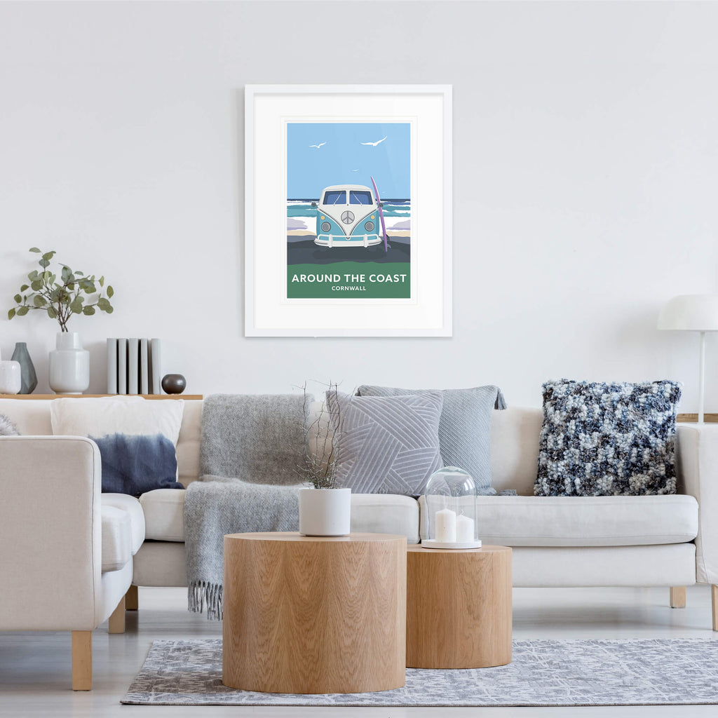 Framed Print-WT37F - Around The Coast Framed Art Print (White)-Whistlefish