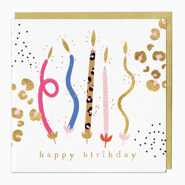 G016 - Leopard Print Candles Birthday Card