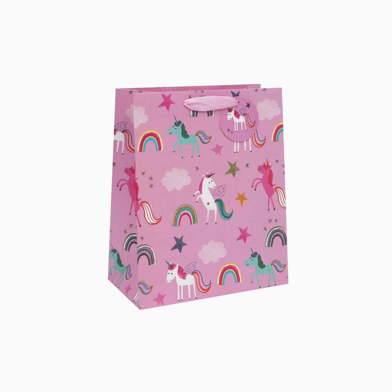 Gift Bag-GLJ08 - Large Gift Bag Unicorns Pink-Glick
