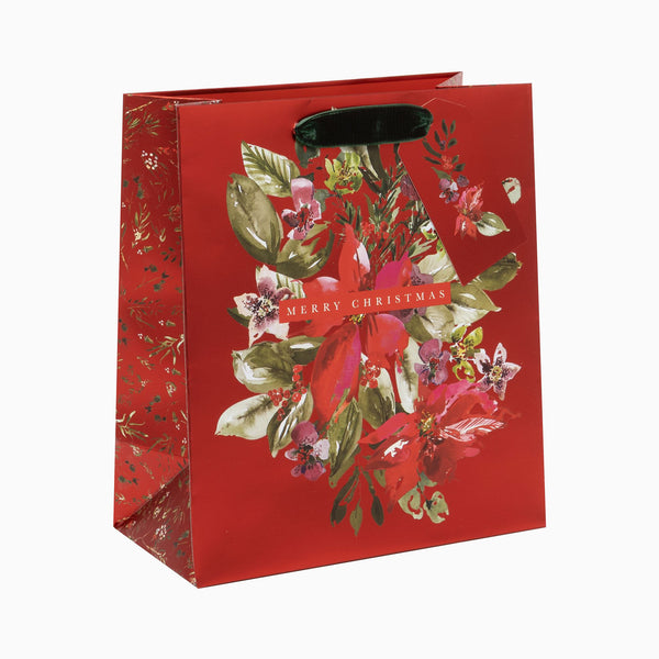 GMSX2674 - Plush Poinsettia Medium Gift Bag