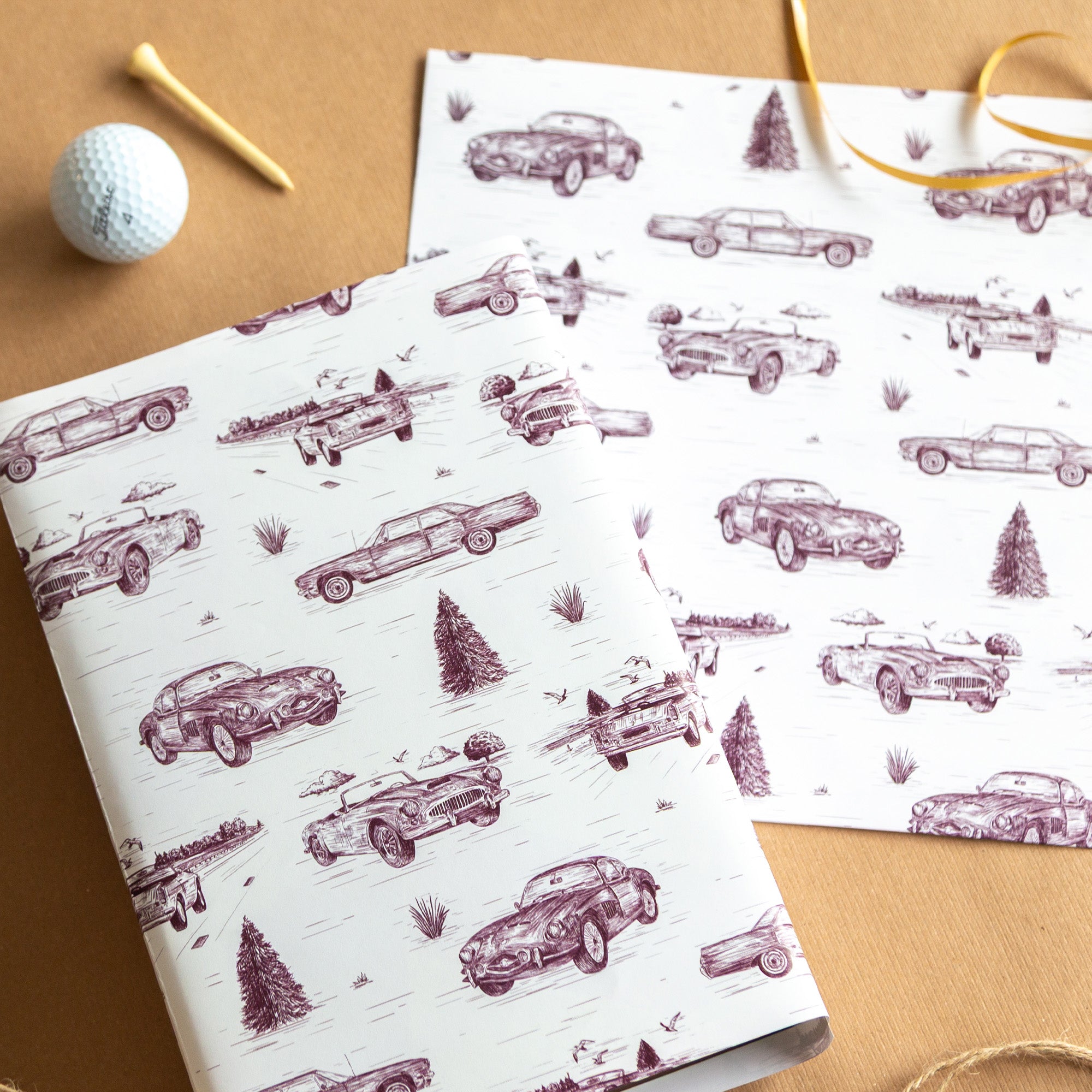 Wrapping Paper-GWP133 - Cars Toile Wrapping Paper-Whistlefish
