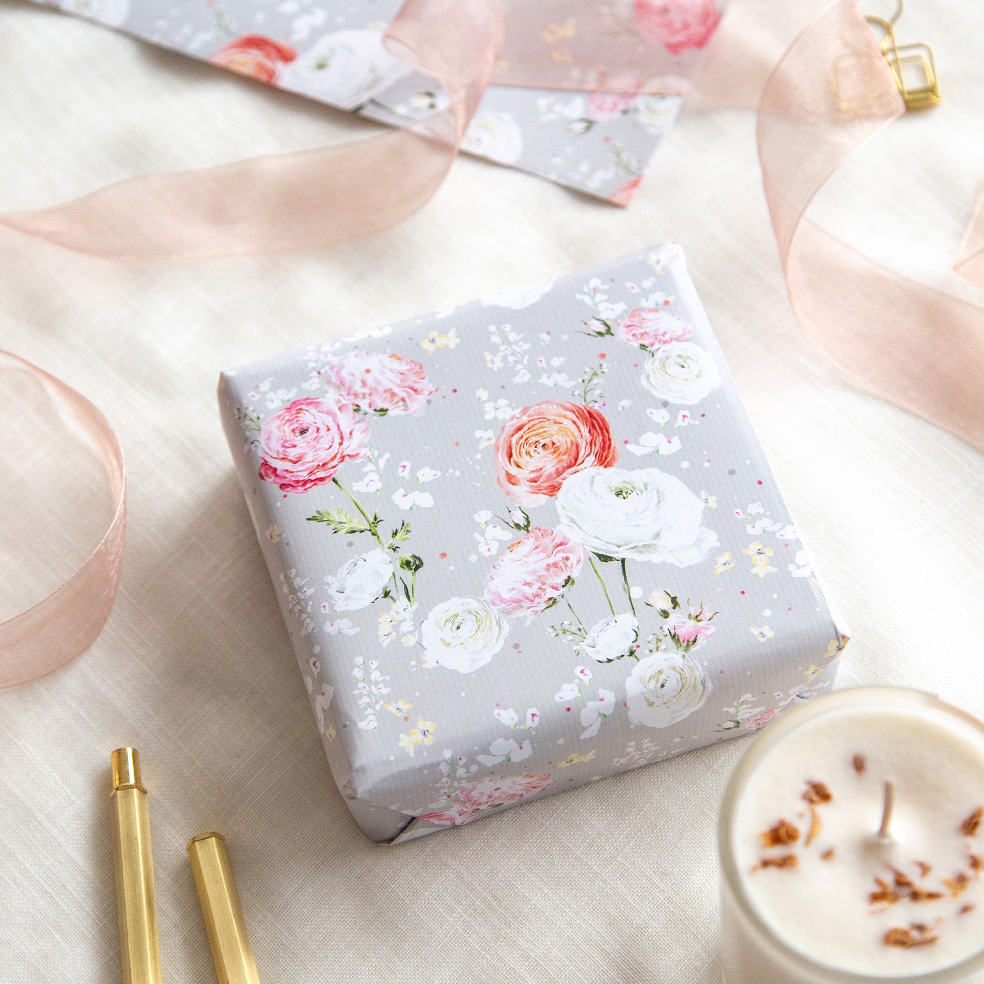 Wrapping Paper-GWP138 - Ranunculus Blooms Wrapping Paper-Whistlefish