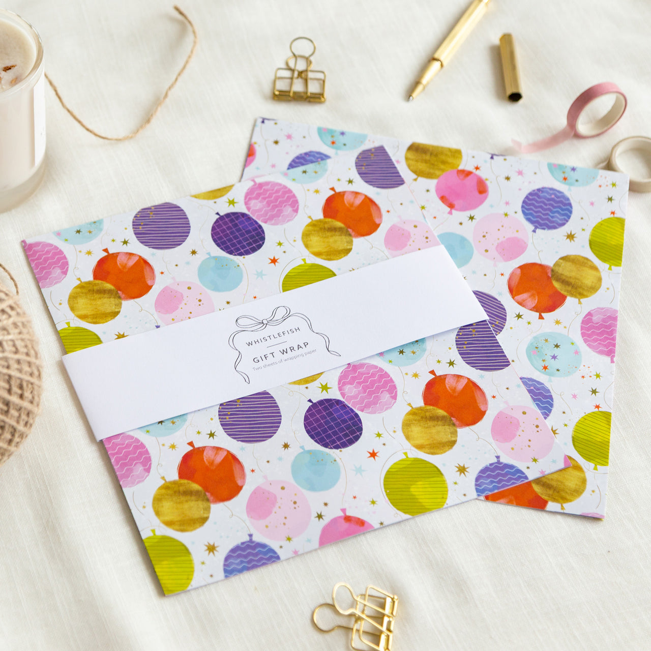 Wrapping Paper-GWP141 - Pink Balloon Wrapping Paper-Whistlefish