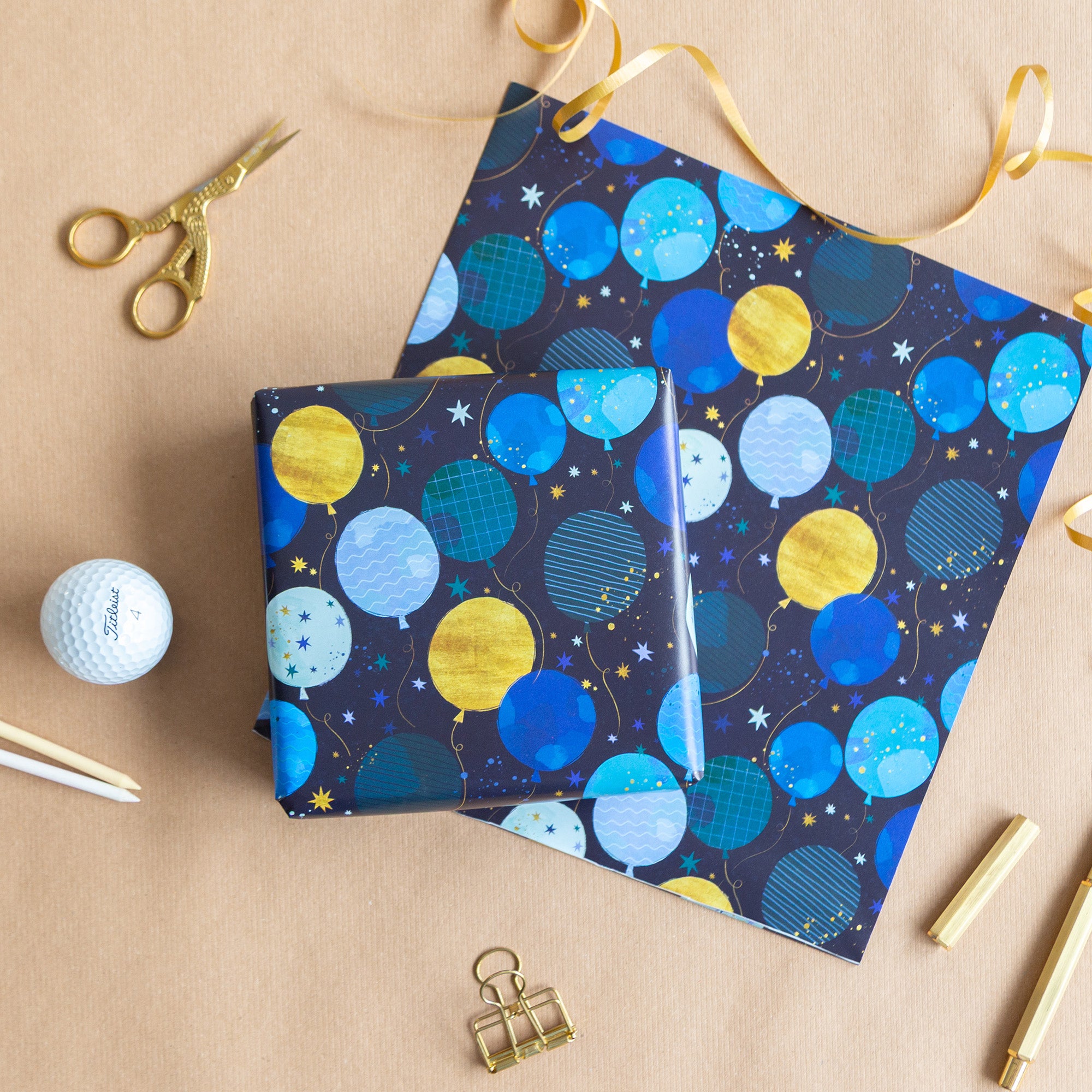 Wrapping Paper-GWP142 - Blue Balloon Wrapping Paper-Whistlefish