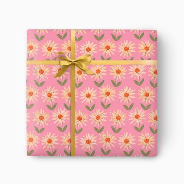 GWP183 - Pink Daisy Glow Wrapping Paper